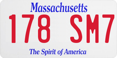 MA license plate 178SM7