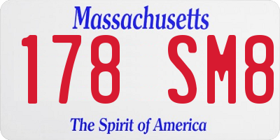 MA license plate 178SM8