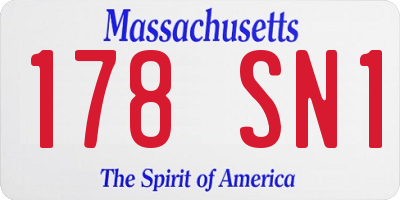 MA license plate 178SN1