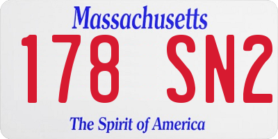 MA license plate 178SN2