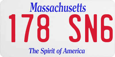MA license plate 178SN6