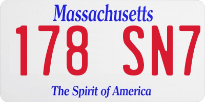 MA license plate 178SN7