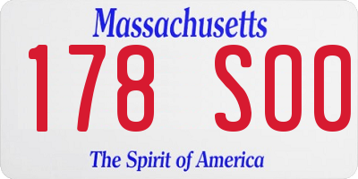 MA license plate 178SO0