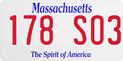 MA license plate 178SO3