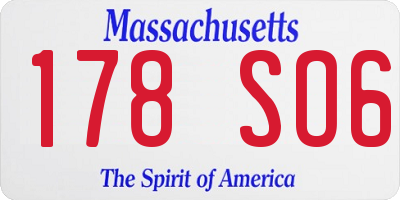 MA license plate 178SO6