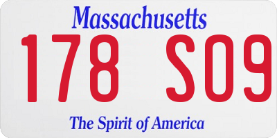 MA license plate 178SO9