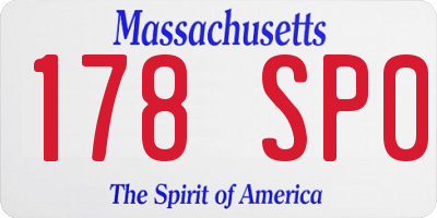 MA license plate 178SP0