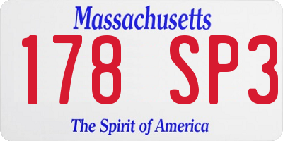 MA license plate 178SP3