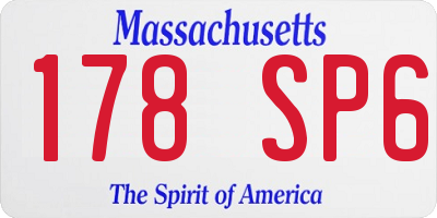 MA license plate 178SP6