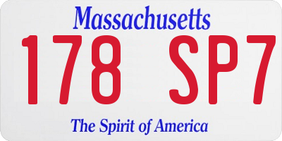 MA license plate 178SP7