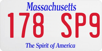MA license plate 178SP9