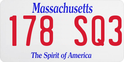 MA license plate 178SQ3