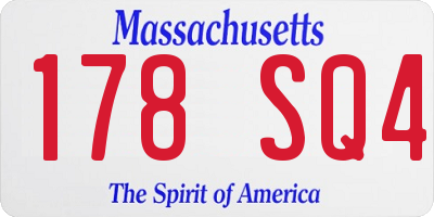 MA license plate 178SQ4