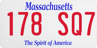 MA license plate 178SQ7