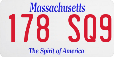 MA license plate 178SQ9