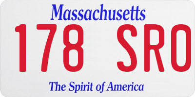 MA license plate 178SR0