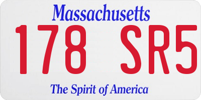 MA license plate 178SR5