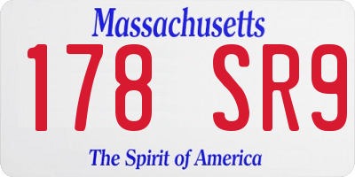 MA license plate 178SR9