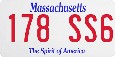 MA license plate 178SS6