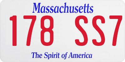 MA license plate 178SS7