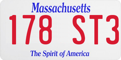 MA license plate 178ST3
