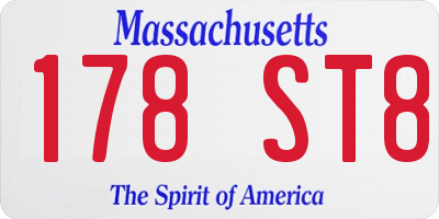 MA license plate 178ST8