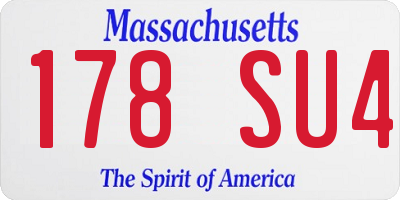 MA license plate 178SU4