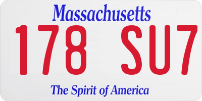 MA license plate 178SU7