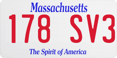 MA license plate 178SV3