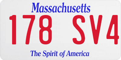 MA license plate 178SV4
