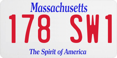 MA license plate 178SW1