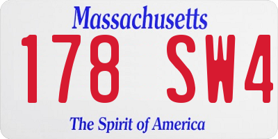 MA license plate 178SW4