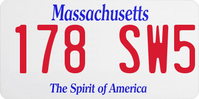 MA license plate 178SW5