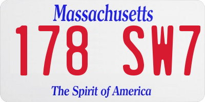 MA license plate 178SW7