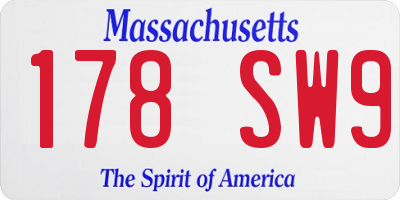 MA license plate 178SW9