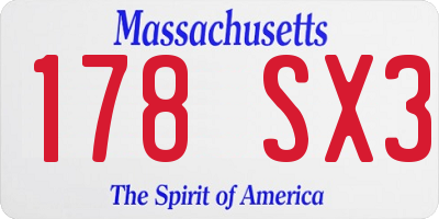 MA license plate 178SX3