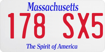 MA license plate 178SX5