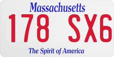 MA license plate 178SX6