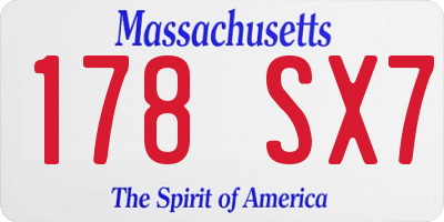 MA license plate 178SX7