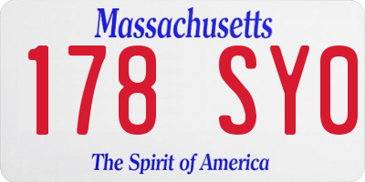 MA license plate 178SY0