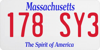 MA license plate 178SY3