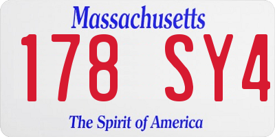 MA license plate 178SY4