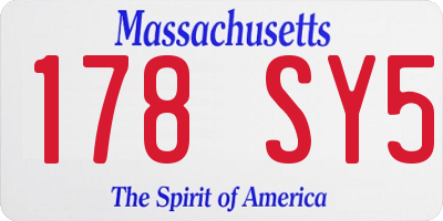 MA license plate 178SY5