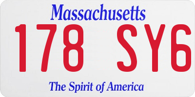 MA license plate 178SY6