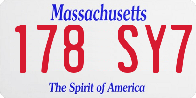 MA license plate 178SY7