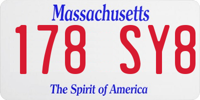 MA license plate 178SY8