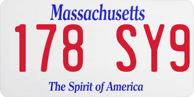 MA license plate 178SY9