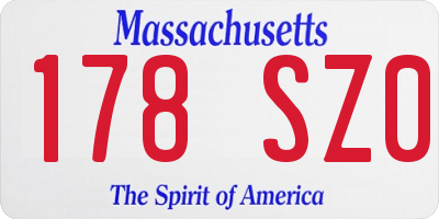MA license plate 178SZ0