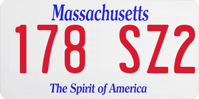 MA license plate 178SZ2