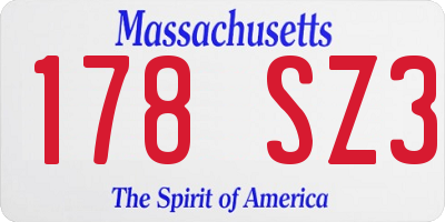 MA license plate 178SZ3
